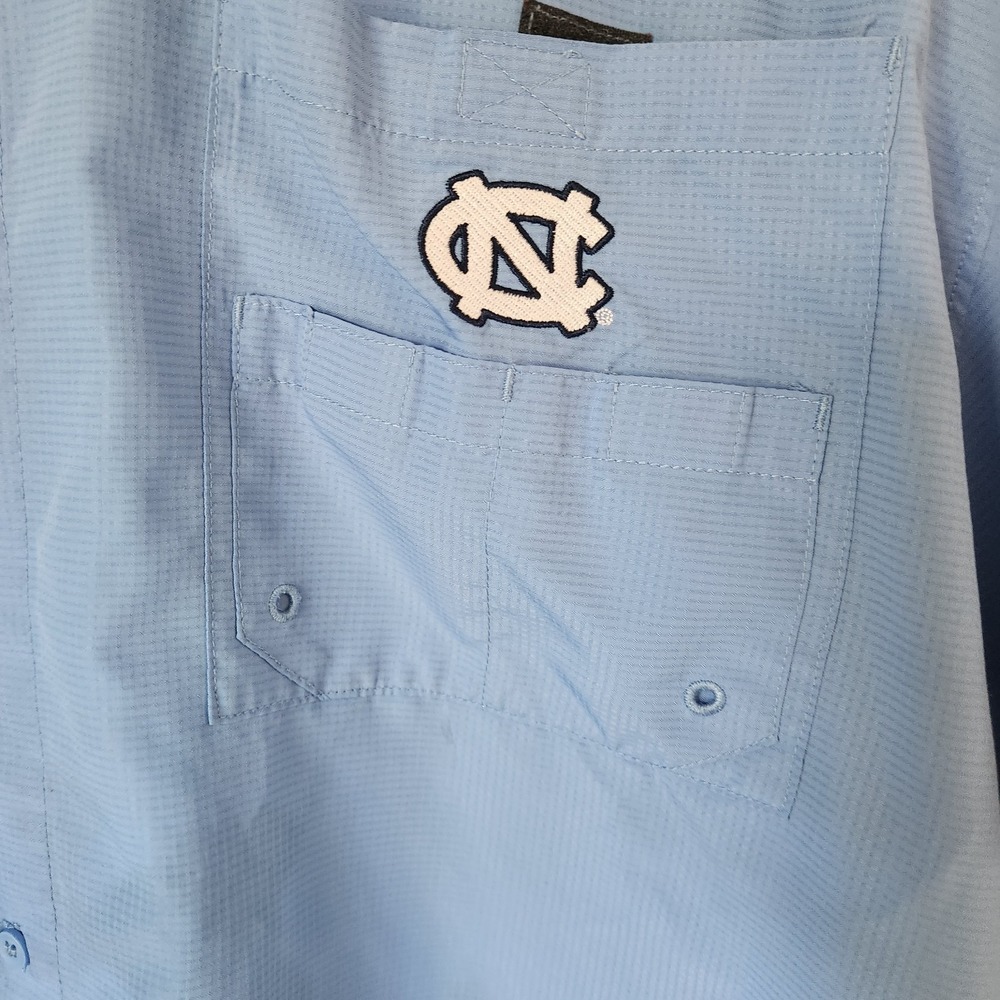 UNC Tar Heels Columbia-Style Fishing Shirt 2XL ProEdge Vented Light Blue - Picture 5 of 12
